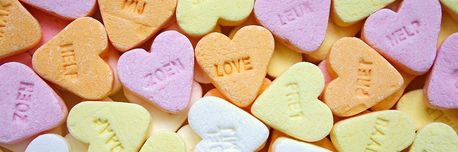 Snoepjeshartjes met teksten 